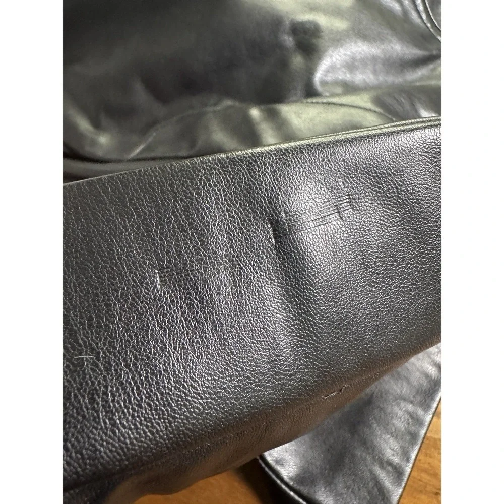 Women Faux Leather Pants Large High Rise Crop Flare Pull On Stretch Comfort Chic